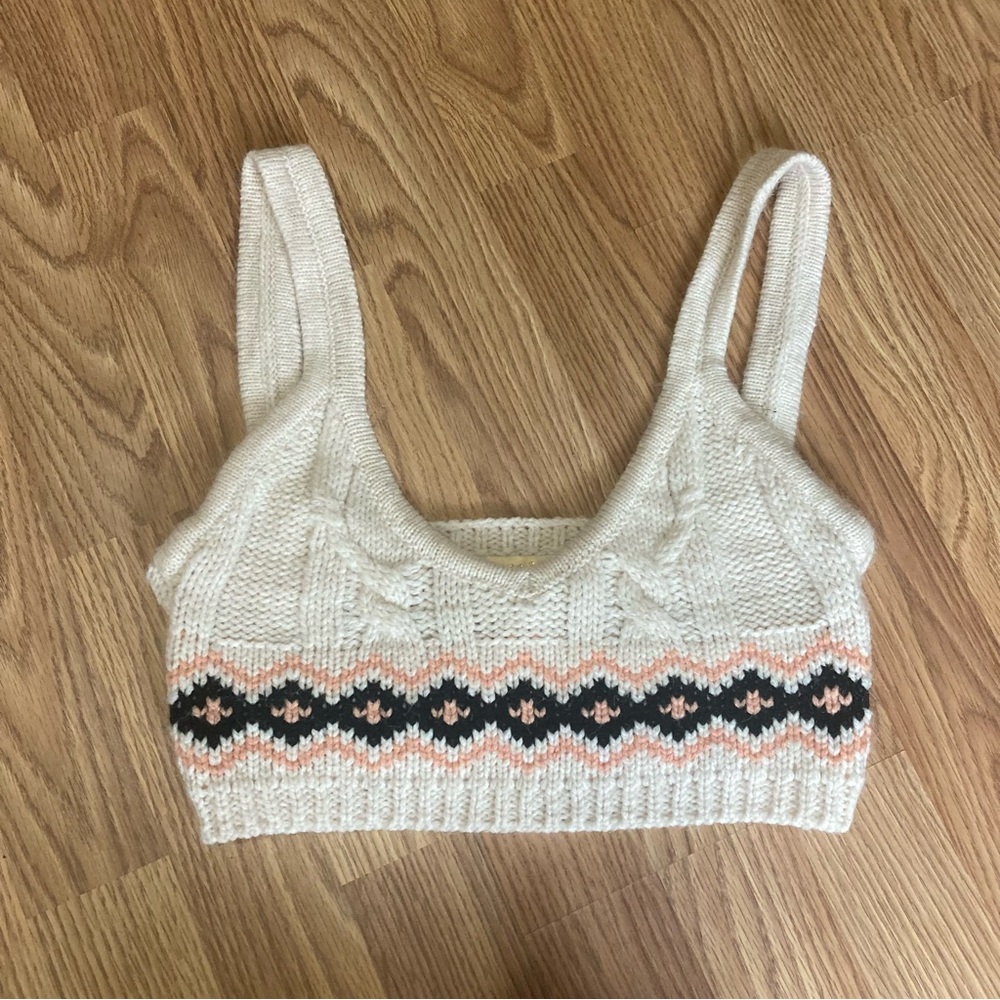 Cream Knit Crop Top Sage & Oak